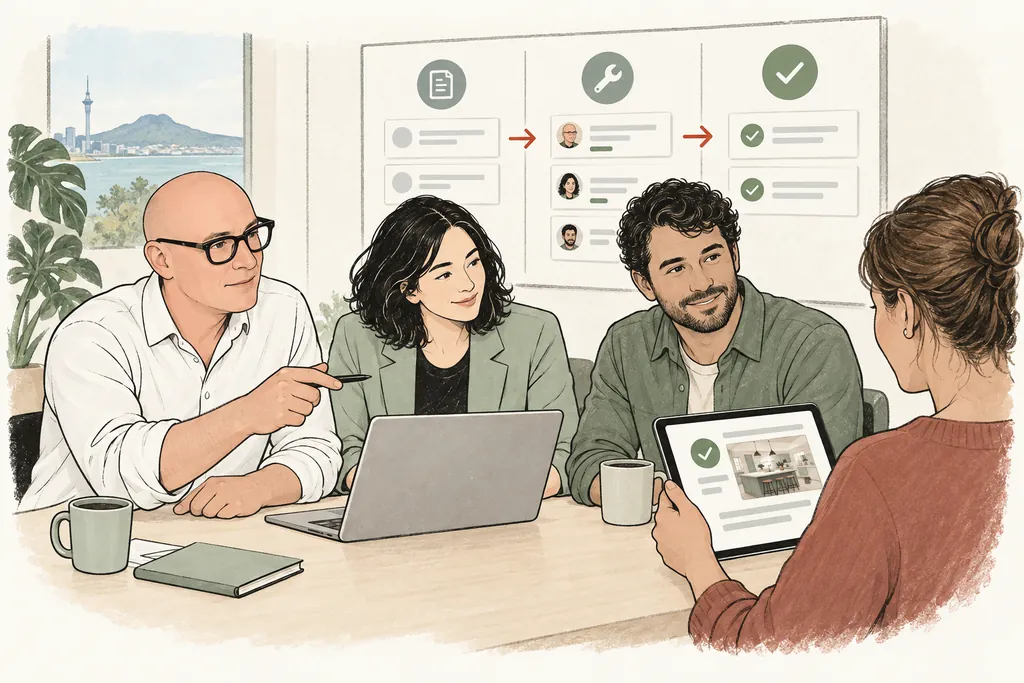 A small team uses clear ownership and shared information to complete a customer handover with Martyn’s help.