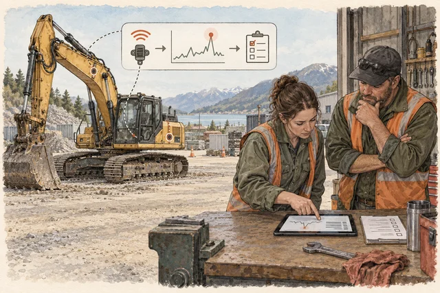 Concept illustration for turn machine readings into timely maintenance.